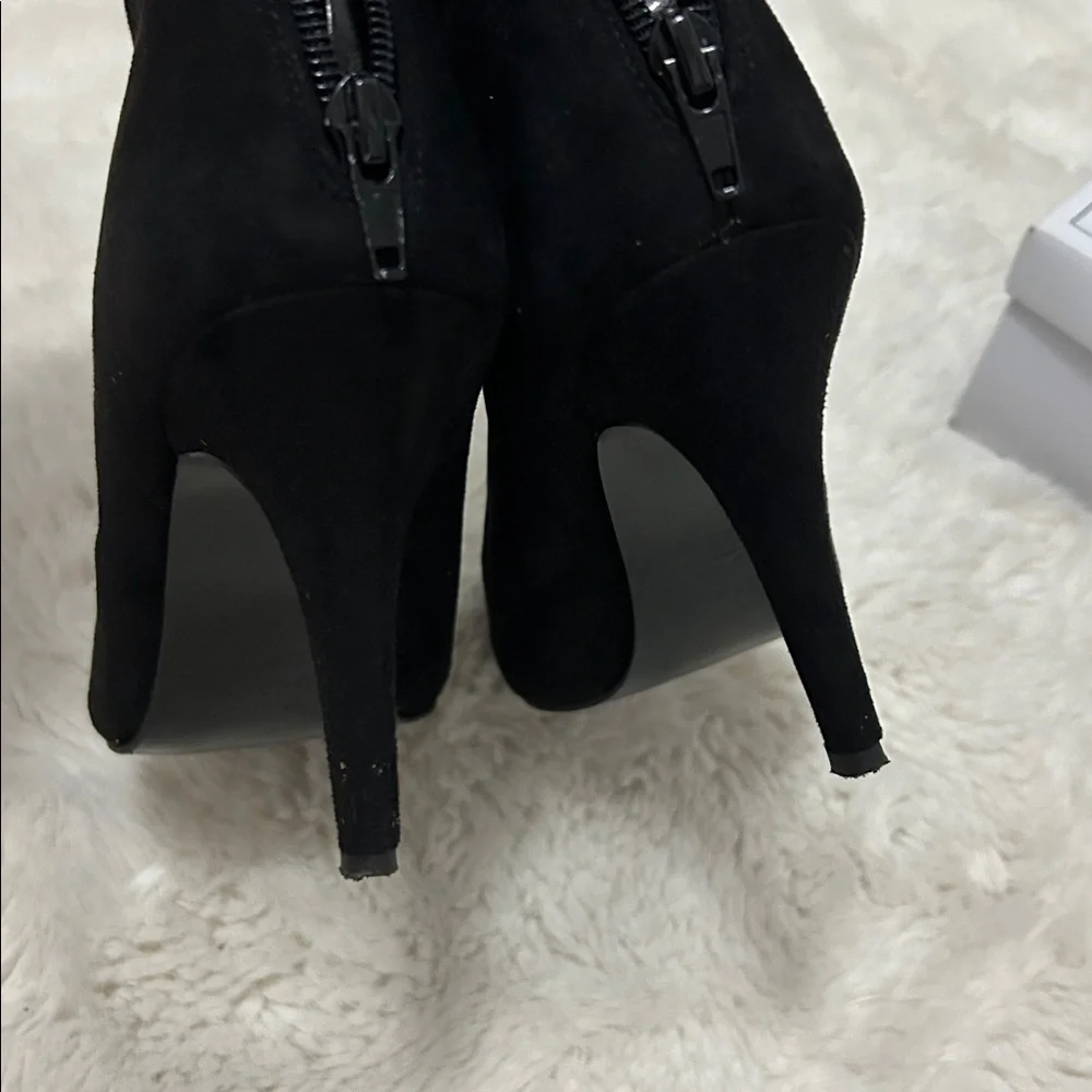 Caparros Black Suede Rhinestone Elle Ankle Booties